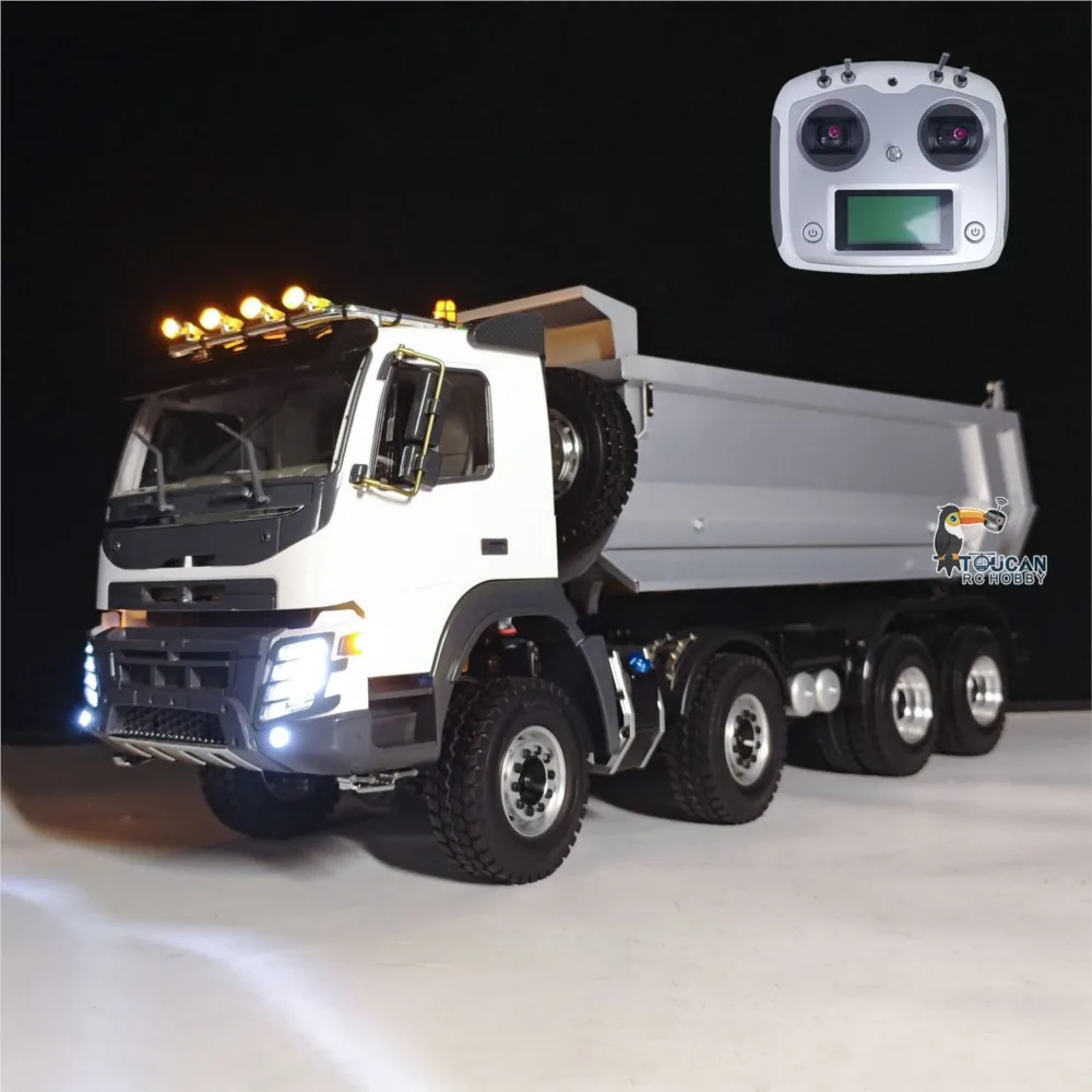 JDM 161 65D 1/14 8*8 المعدن الهيدروليكي RC شاحنة قلابة نموذج سيارة مجمعة مع I6S راديو مربع على شكل حرف U دلو TH19700-SMT8 #6