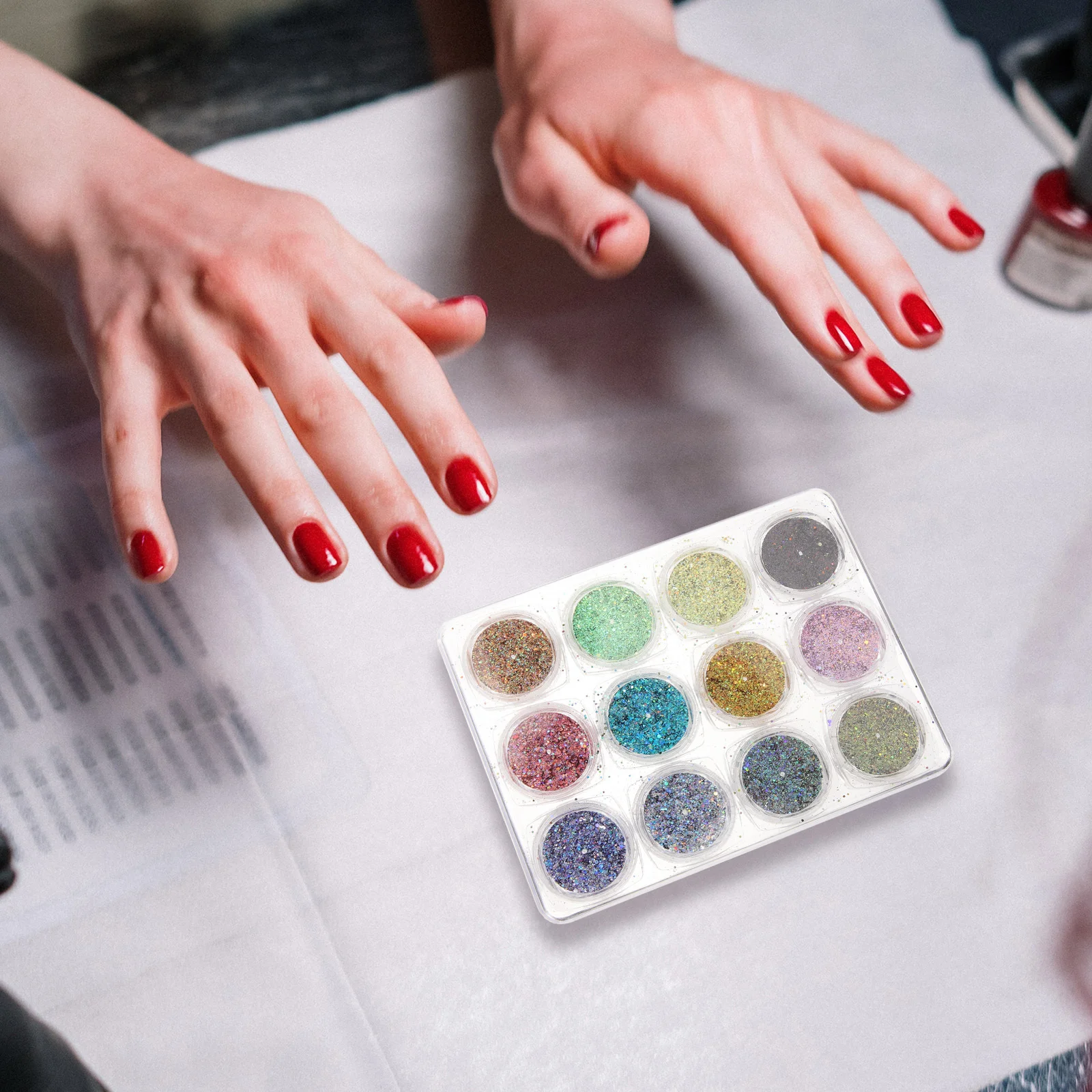 12箱入りネイルグリッターシーケン、カラフルなチャンキーグリッター、ネイルアート、アクリルネイル、DIYデコレーション、顔、体、フェスティバル、クラフト用