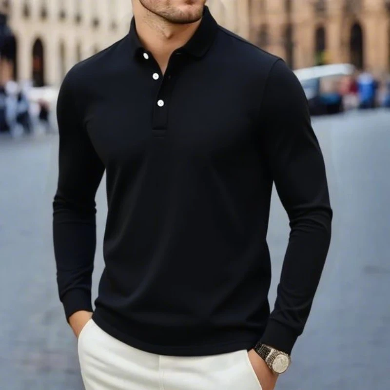 

Men's and Women's Summer/Autumn New Long-sleeved Polo Shirt Commuter Business Fashion Brand High-quality Gentleman's Lapel Top