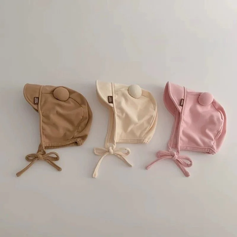 

Cute Baby Ear Protection Hat Spring Autumn Newborn Fetal Cap Pompom Infant Warm Headgear Bonnet Plush Ball Kids Beanie 0-10Month