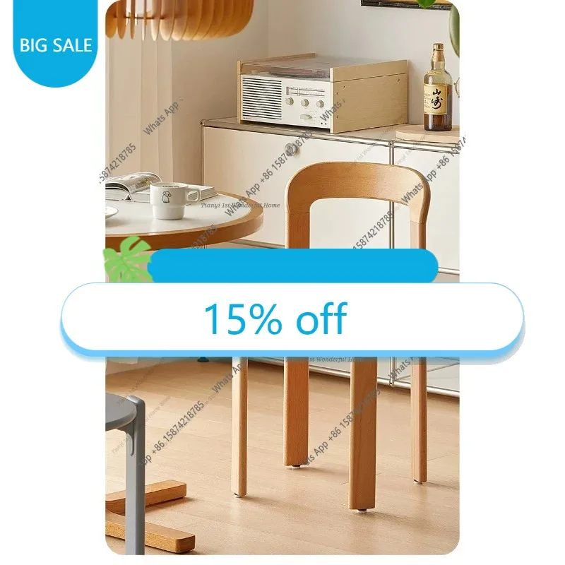 68Dining Stackable Vintage Curved Backrest Swiss Chair Nordic Rey Beech Solid Wood Plywood