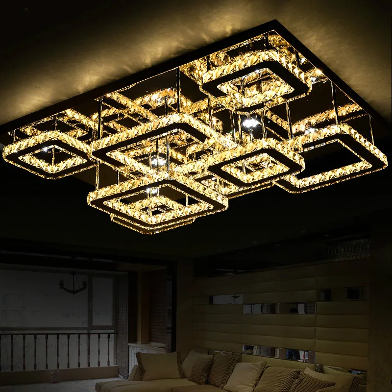 Living Room Modern Luxury Lustre Ceiling Light K9 Crystal Luminaria Led  Lamp Dimmable Chrome  Lighting Lamparas