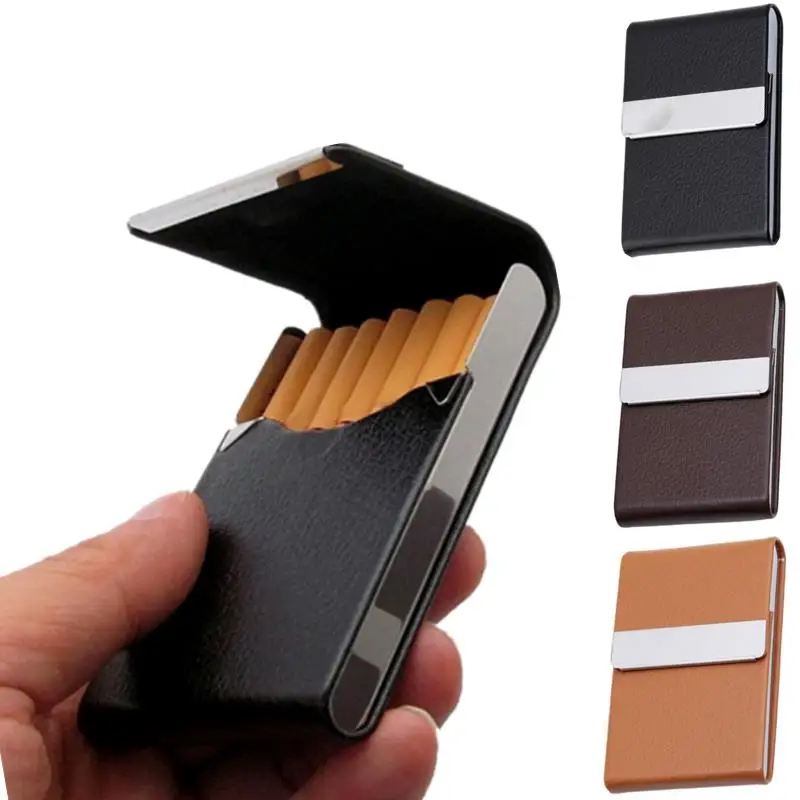 

Multifunction Stainless Steel Cigarette Case PU Cigar Storage Box Tobacco Holder 1 PC Card Cases Smoking Accessories