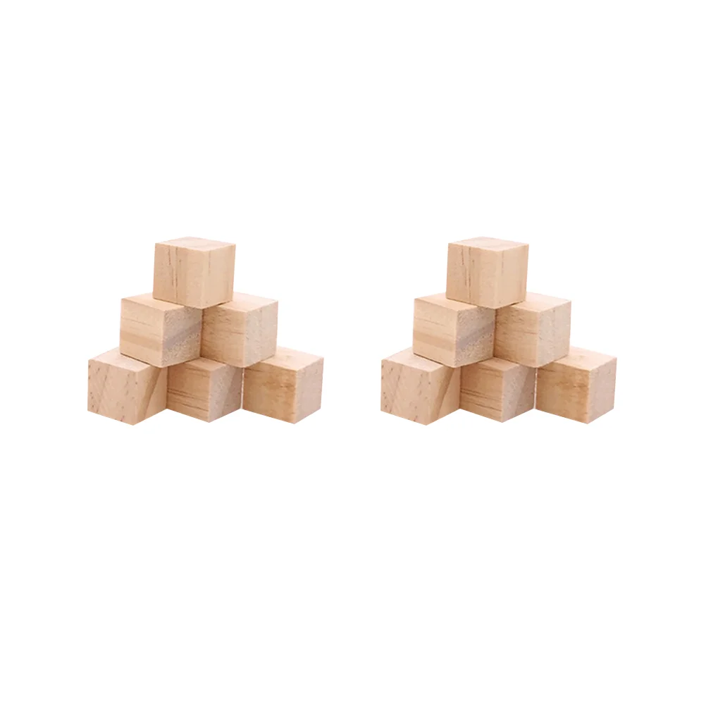 50 Pcs Natural Color Small Wooden Craft Cubes Precise Cutting Wood Square Blocks for Crafts & DIY Projects (15mm Birch Block)