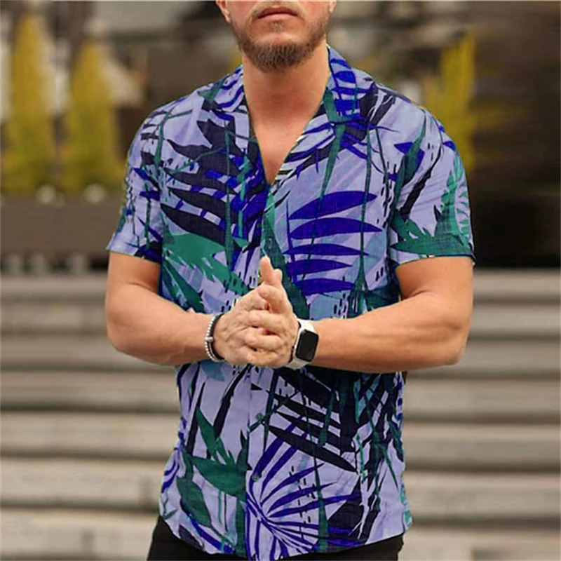 2024 Tropical Plants 3D Hawaiian Shirts Men\'s Breathable Fashion Beach Short Sleeve Top Summer Leisure Men\'s Holiday Shirts