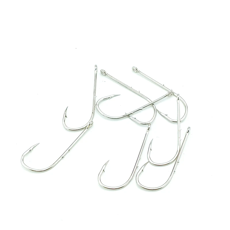 50pcs/lot Fishhooks High Carbon Steel  Long Shank Double Bait Holder Barbed Fishing Hooks for Beach And Live Fishing Bait