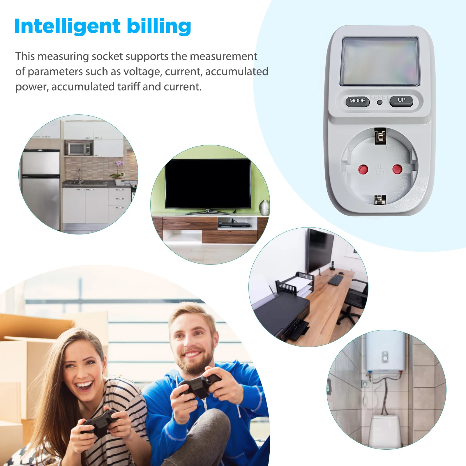 Multifunctional Electricity Bill Metering Socket with Backlight Smart Meter Billers Digital Display Electricity Biller Sockets