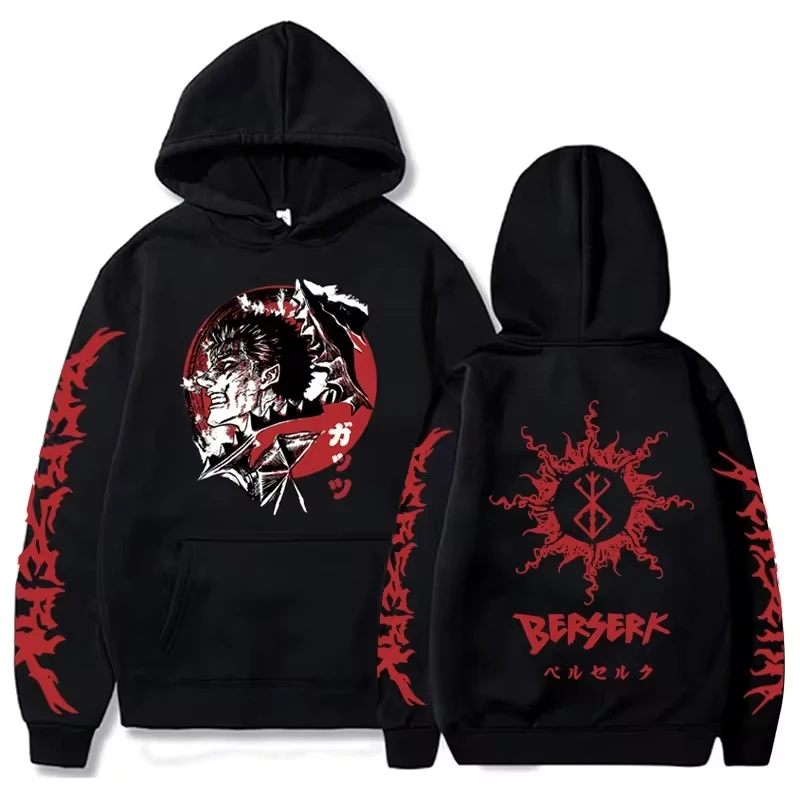 Japanese Anime Hoodie New Fashion Hoodies Manga Berserk Long Sleeve Pullovers Vintage Y2k Tops Casual Harajuku Men's Sweatshirts