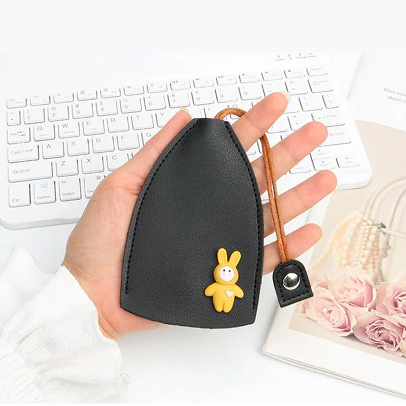 Cute Rabbit Cat Pull Type Key Bag PU Leather Key Wallets Housekeepers Car Key Holder Case Leather Keychain Pouch Car Key Bag