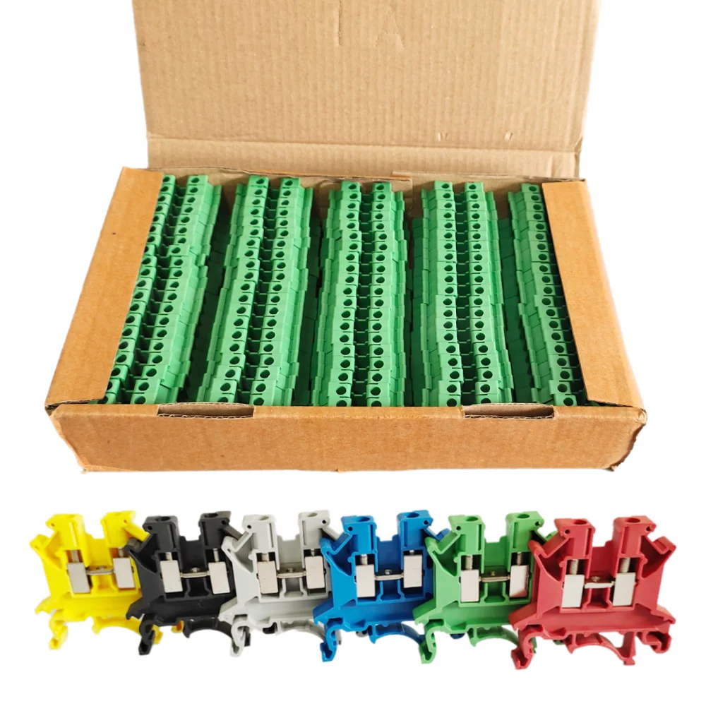 

10/50/100PCS UK2.5B DIN Rail Terminal Block Screw Clamp Connector UK2.5 2.5mm² Cable Electrical Connector