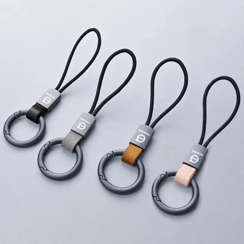 Llaveros de cuero genuino llavero con cordón Simple regalos de automóvil para Volvo EX90 V60 V40 XC90 S60 XC60 V50 V70 S90 XC40 S80 V90 EX30