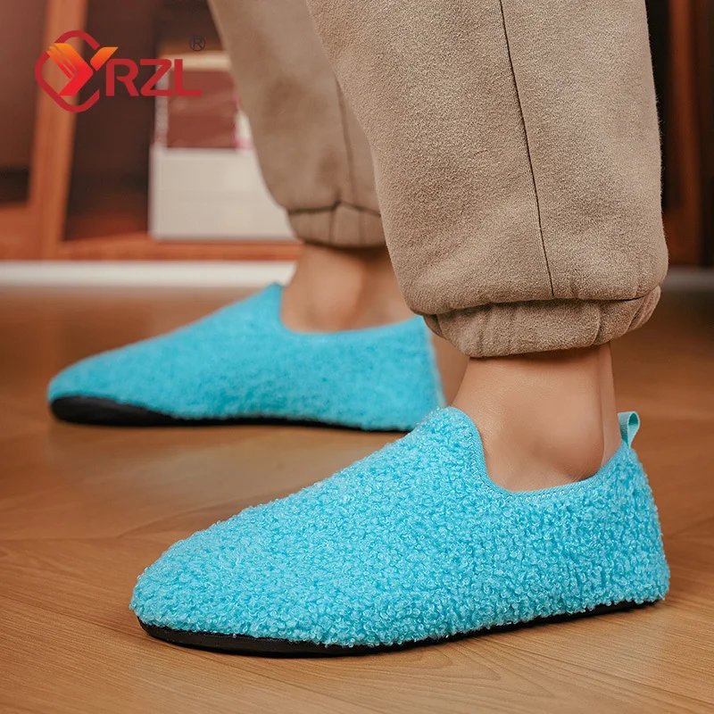 YRZL Warm Shoes Men Winter Shoes Warm Comfy Man Flat Moccasin Man Shoes Men Slip-on Cotton Slippers for Men Casual Shoes