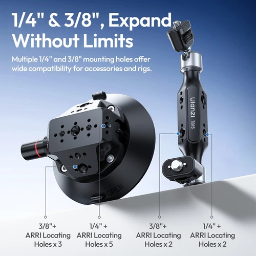 Imagen 2 del producto Ulanzi TB15 cámara ventosa soporte de coche para Gopro Insta 360 DJI Cámara de Acción teléfono DSLR con 1/4 ""3/8"" 360 ° Ajustable