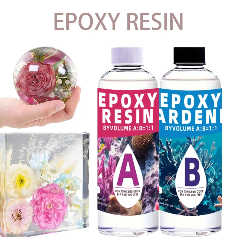 300/500ML Epoxy Resin with Accessories High-Gloss Bubble Free Epoxy Kit Mix 1:1 Self Leveling for Art Crafts Jewelry DIY Making