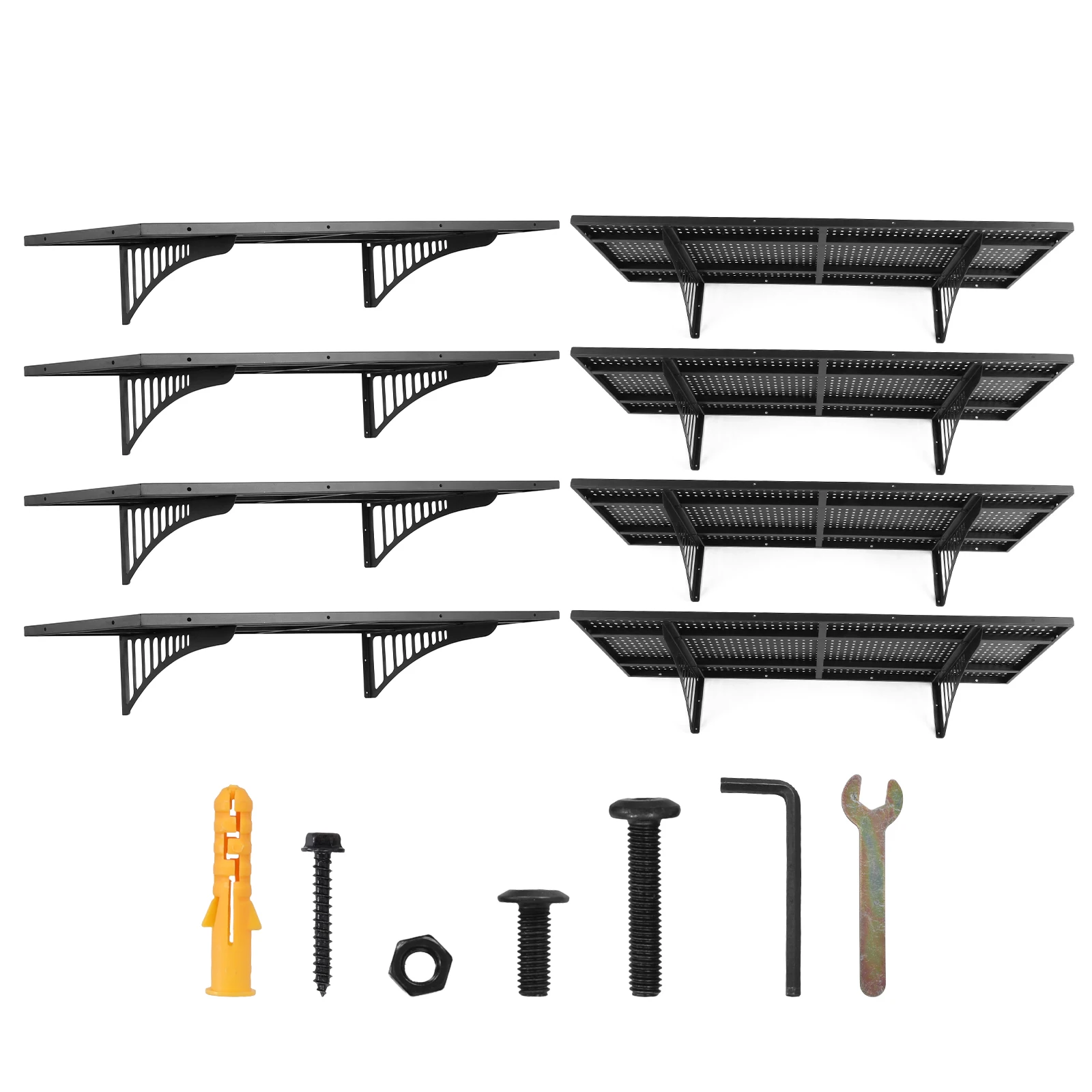 

4-уровневые настенные полки для гаража, органайзер для садовых и автомобильных инструментов, стеллаж для ремонта автомобилей, настенные полки с нагрузкой до 450 кг, кронштейн