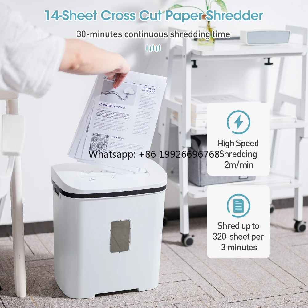 

30 Min 14 Sheets Mini Paper Shredder P-4 Cross Cut 22L Small Document Destroyer for Commercial Equipment Office & Home manufact