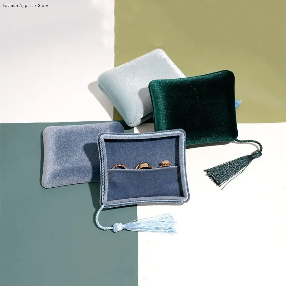 

Tassels Jewelry Packing Bag Bracelet Earrings Rings Necklace Velvet Jewelry Holder Organizer Large Capacity Square Jewelry Box