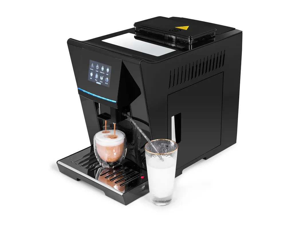 4  Language One Touch Fully Automatic Bean To Cup Espresso Coffee Machine Coffee Beans Powder Brewing Milk Foam Cappuccino Latte