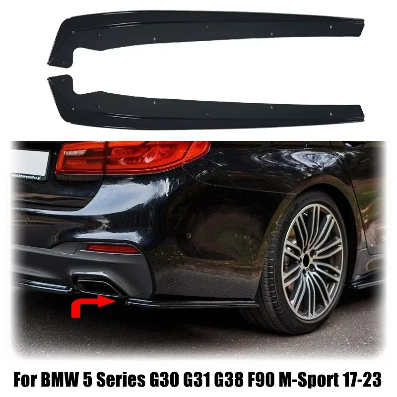 Rear Bumper Side Splitters For BMW 5 Series G30 G31 G38 F90 M-Sport 2017-2023 Glossy Black Flaps Corner Guard Protector Lip