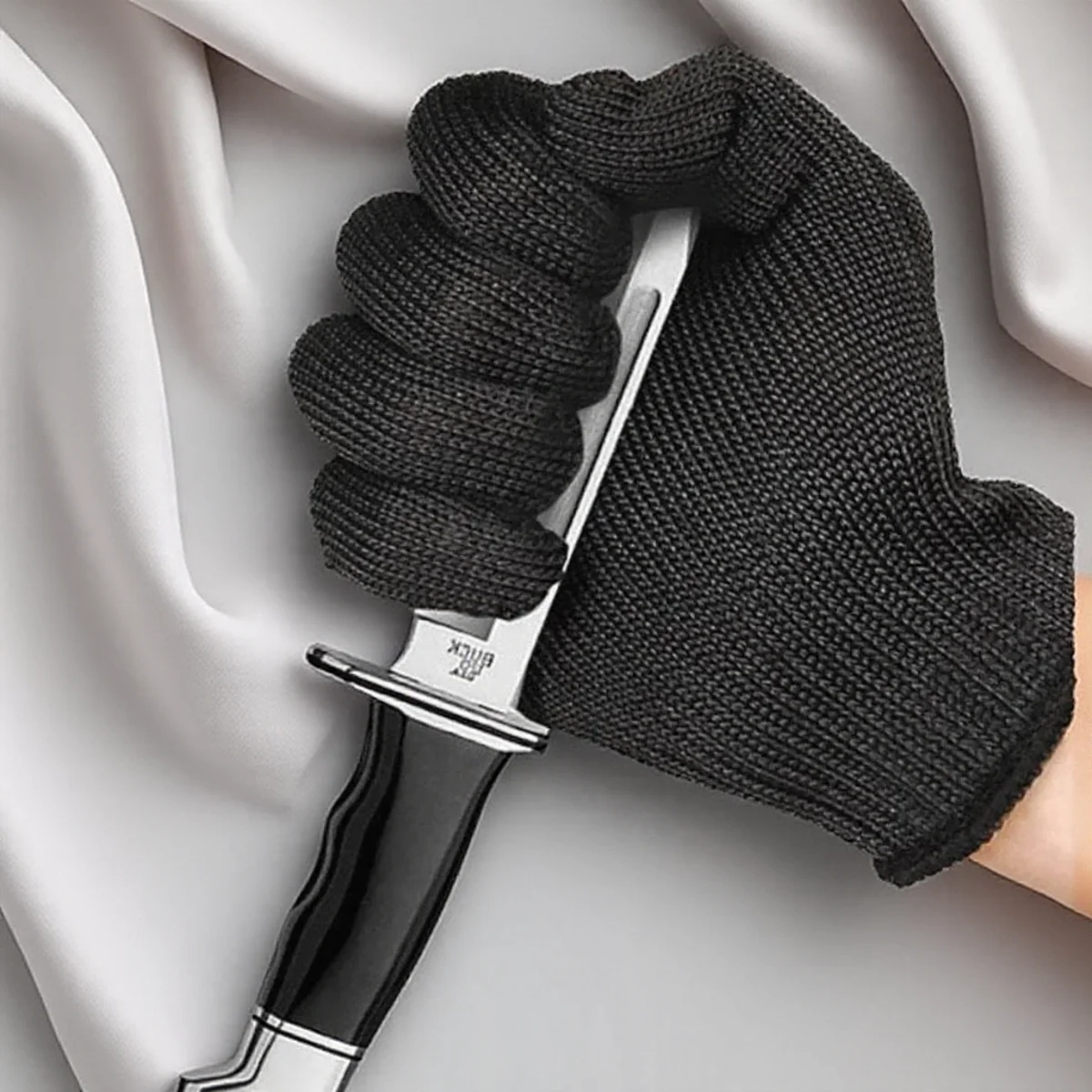 1 Pair Anti-Cut Safety Gloves for Butchers Metal Mesh Breathable Flexible Non-Slip for Cooking Construction and Glass Handling