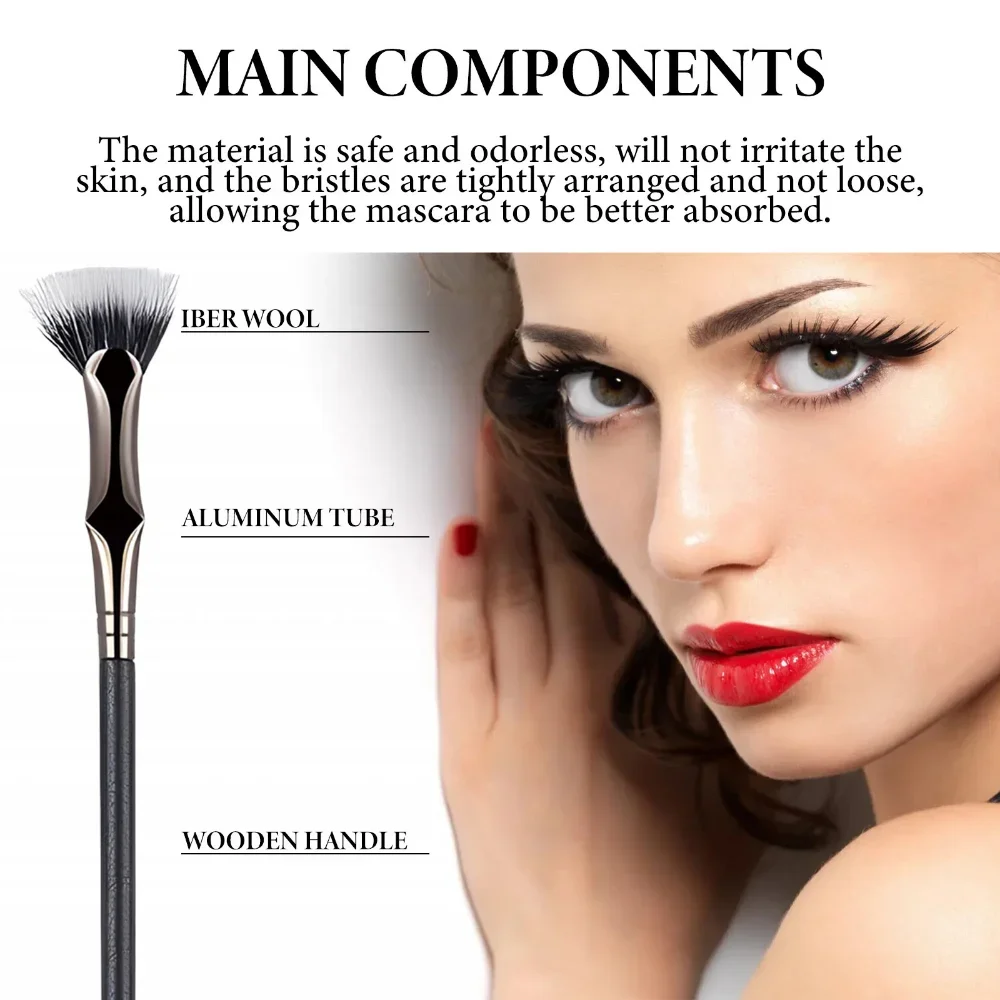 New Fan Shaped Double-layer Eyelash Brush Double-Sided Wood Head Eye Lash Wand Eye Shadow Wash Cleanser Brush for Mascara