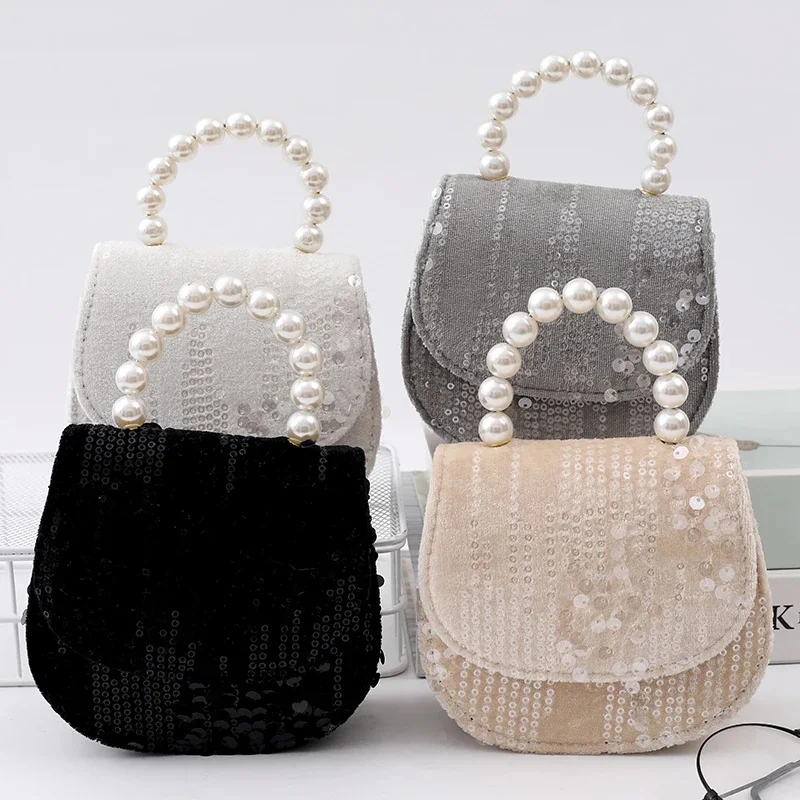 New minimalist and fashionable sequin crossbody bag  pearl handbag children's bag bolsa feminina barata com frete gratis