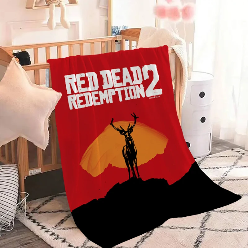 

Popular Game Red Dead Redemption 2 Throw Bed Blankets for Decorative Sofa Double Blanket Fluffy Microfiber Bedding Knee Fleece