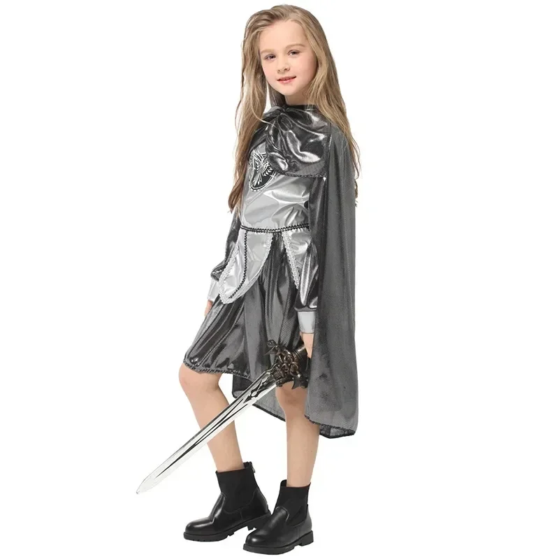 Girls Halloween Warrior Costume Kids Children Knight The Crusades Cosplay Carnival Purim Stage Play Masquerade Rave Party Dress