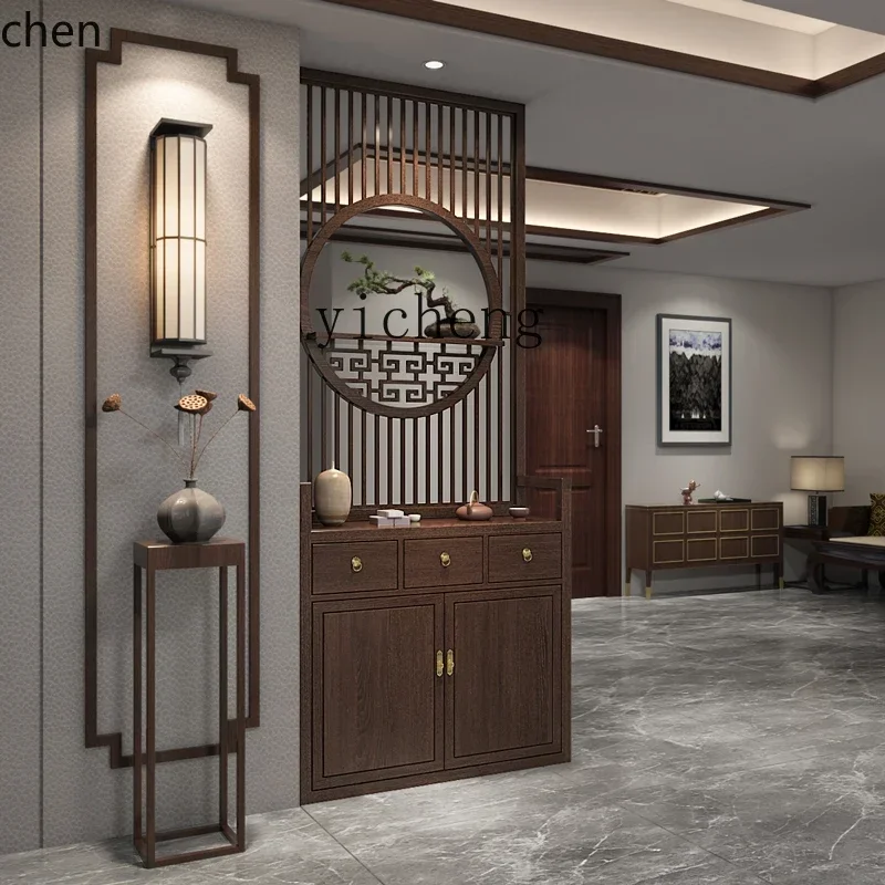 Solid Wood Entryway Shoe Cabinet Home Storage Cabinet Entryway Door Blocking Simple DesignN4