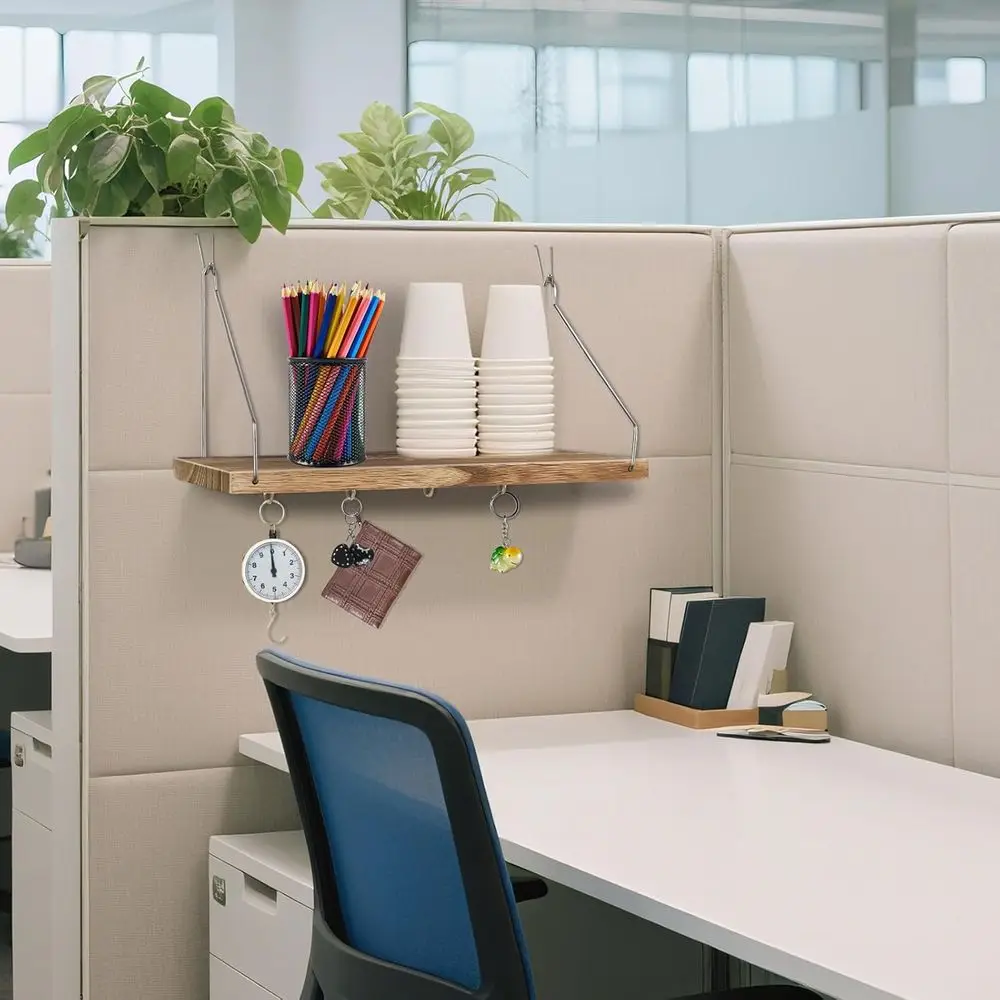 عبوتان من رف الحائط المقصور مع خطافات - منظم خشبي 11.8 بوصة لجدران مكعبات القماش، وإكسسوارات المكتب المعلقة والديكور للنساء #2