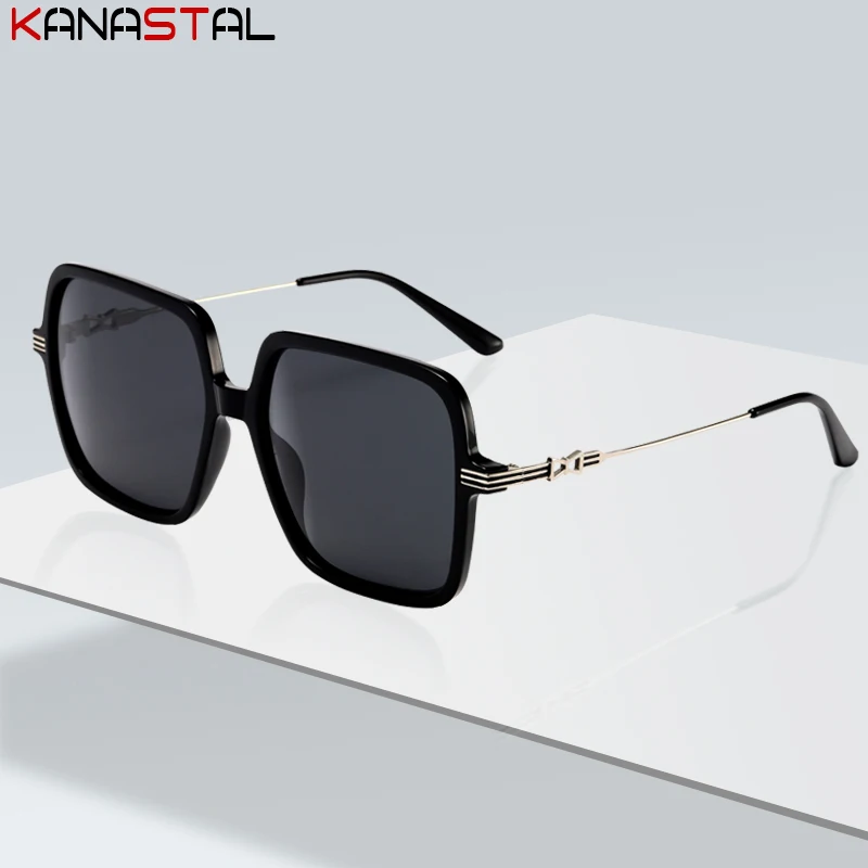 

Polarized Sunglasses Women UV400 Sun Glasses Men Metal Big Eyeglasses Frame Driving Beach Party Travel Anti Glare Shade Eyewear