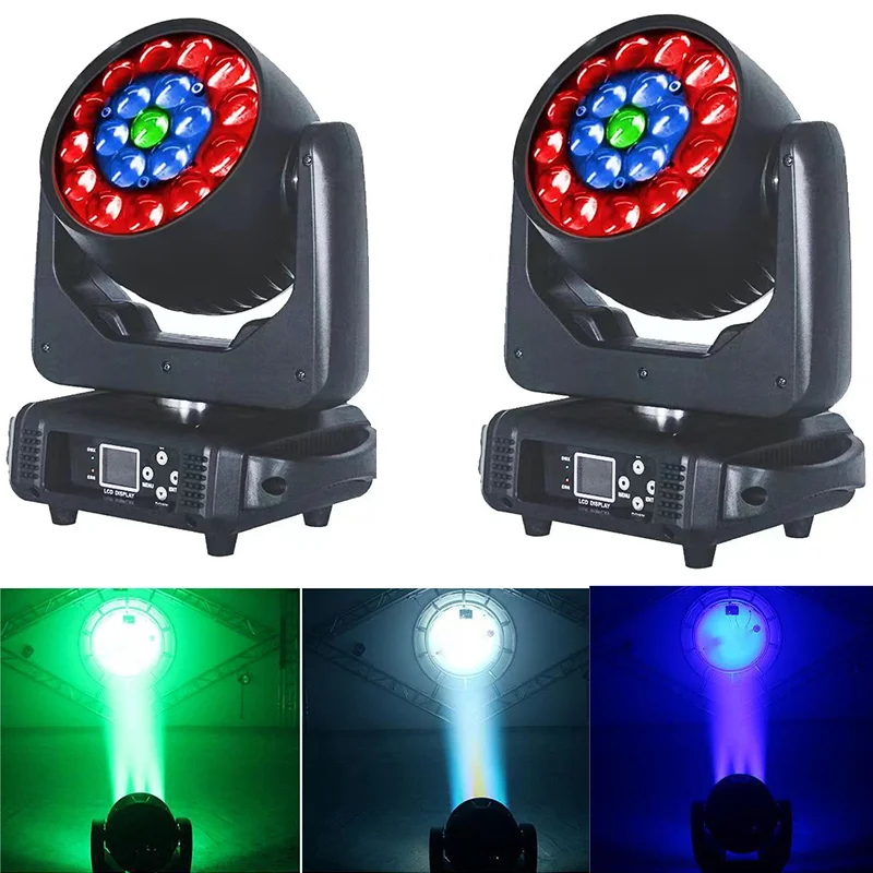 

2Lights /Lot Led 19x15W RGBW 4in1 DMX Wash Zoom Beam Moving Head Stage Light DJ Disco Party Night Bar Ball Wedding stage