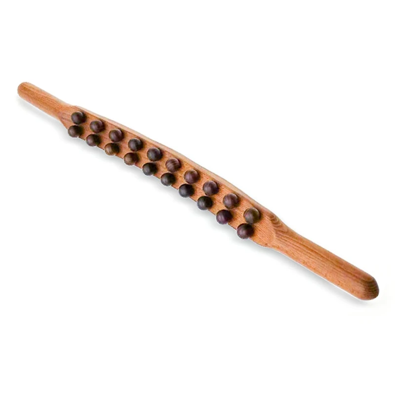 

20 Beads Guasha Scraping Stick Wooden Massage Tools Relieve Sore Muscles Body Meridian Wand For Back Waist