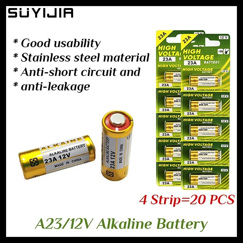 New 20PCS 12V Alkaline Battery A23 23A 23GA A23S E23A EL12 MN21 MS21 V23GA L1028 GP23A LRV08 for Remote Control Doorbell DryCell