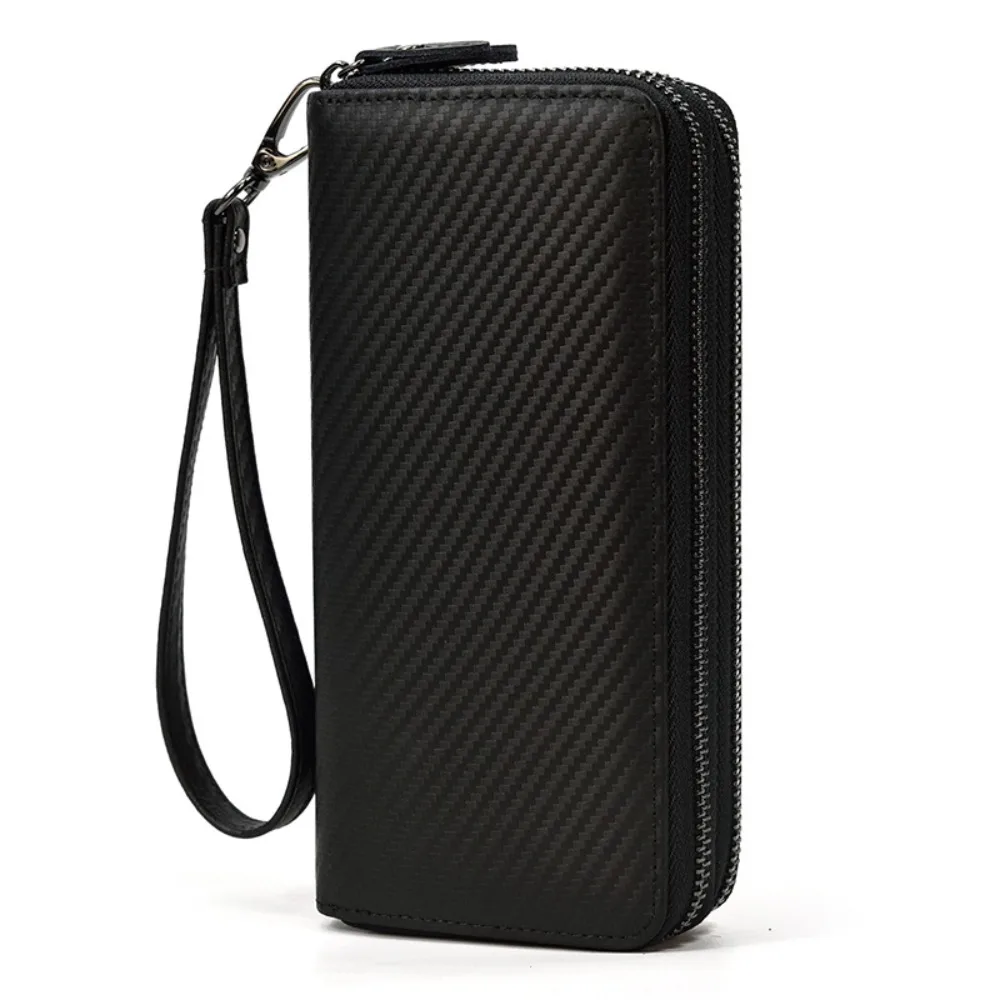 

Men's Long Versatile Simple Wallet Leather Double Zipper Wallet Fashiondouble Layer Cowhide Clutch Retro Wallet Mobile Phone Bag