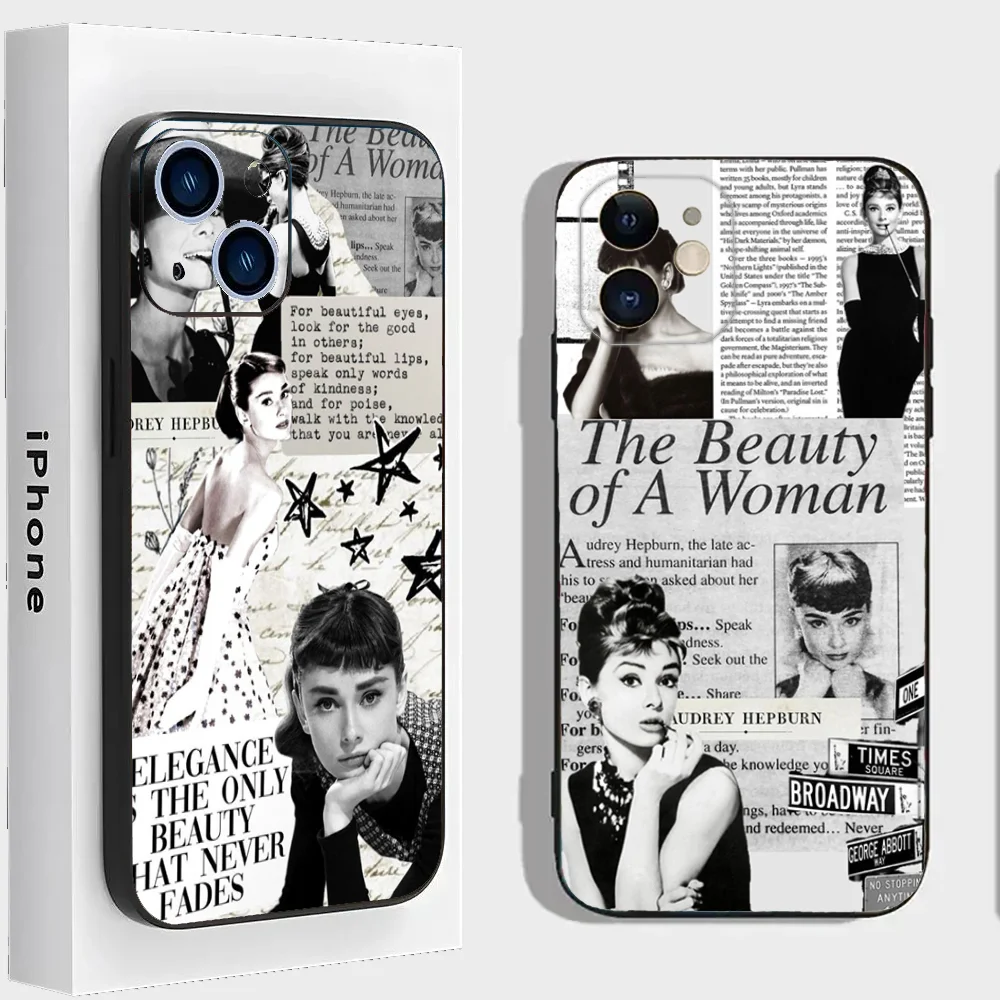 A-Audrey H-Hepburn Phone Case For Iphone 15 11 13 14 Pro Max 7 8 Plus X Xr Xs Max Se2020 12mini Cover Case