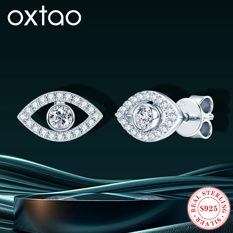 

OXTAO 925 Sterling Silver Earring Needle for Women Eye of Wisdom Moissanite Stud Piercing Earrings Fashion Jewelry Religion Ear
