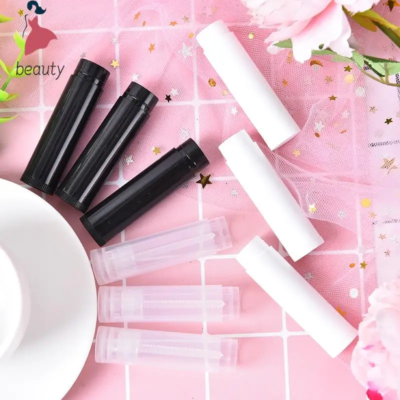 100pcs Clear Black White Balm Tube Container With Cap Cosmetic Sample Container 5ml Diy Empty Lipstick Bottle Lip Gloss Tube Lip