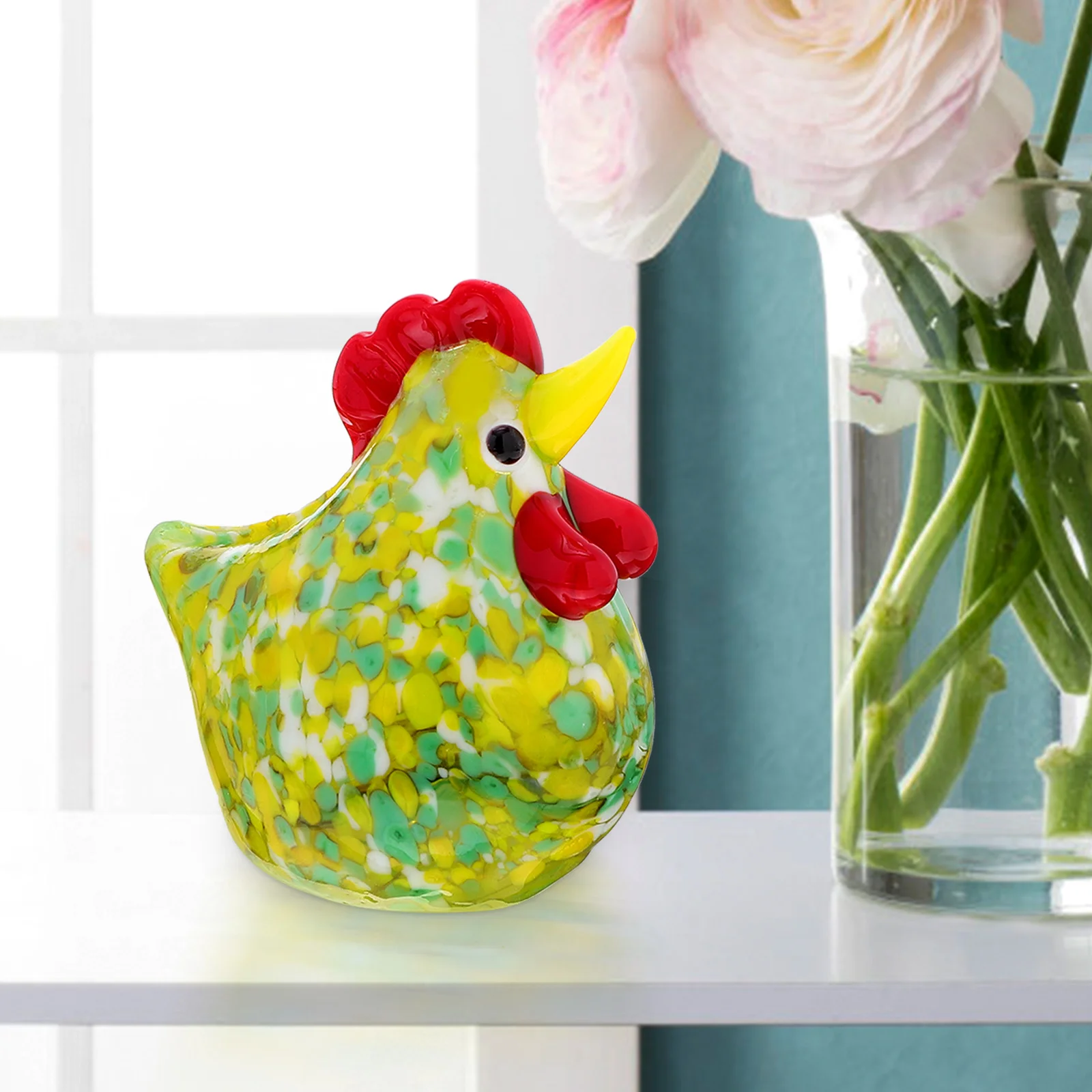 

2 Pcs Chicken Statues Decor for The Home Ornament Rooster Sculpture Garden Figurine Desktop Figurines