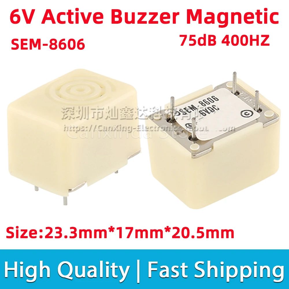 SEM-8606 DIP4 6VDC 6V Active Buzzer 75dB 400HZ Magnetic Alarm Ringer Speaker 17mmx23.3mmx20.5mm Active Piezo Buzzer