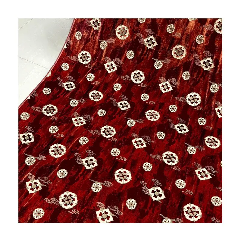 Woven brocade velvety imitation Joqi velvet embossed and pressed with adhesive Dunhuang Baoxiang flower dress cheongsam fabric