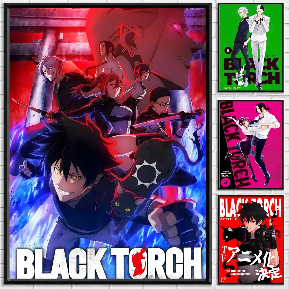 Anime Black Torch Poster Self Adhesive Waterproof PP Poster Coffee Shop Bar Wall Sticker Home Room Decor Wall Art