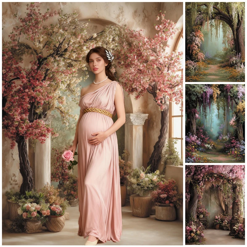 Vintage Floral Arch Photography Backdrops Blossom Tree Column Baby Shower Birthday Wedding Art Portrait Decoration Backgrounds