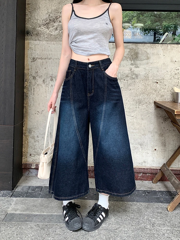 

Женские джинсы 2024, винтажная одежда больших размеров, укороченные щиколотки, короткие джинсы со средней посадкой, капри, повседневная одежда, необходимые, базовые, простые, повседневные