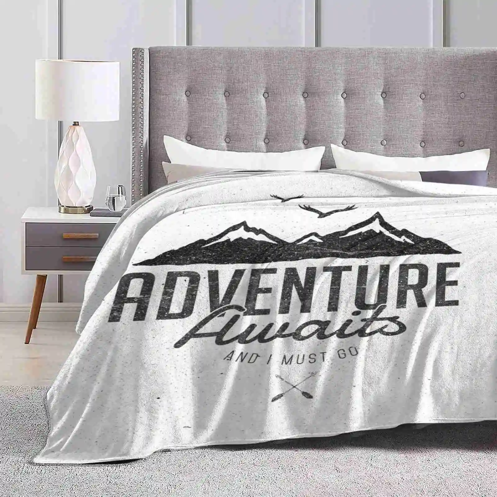 Adventure Awaits Best Selling Room Household Flannel Blanket Type Typography Graphics Hand Lettering Adventure Wilderness