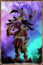 OPICA Metal Tin Sign Skull Kid Majoras Mask Poster Wall Decor Fun for Home Kitchen Bar Room Garage Vintage Retro Plaque 12x8 Inc