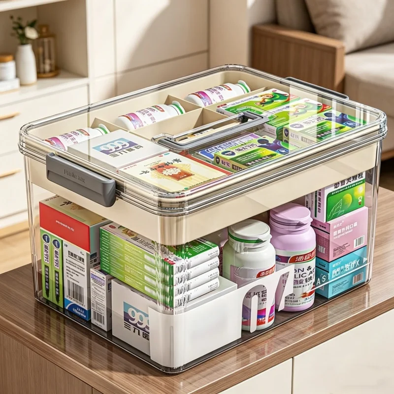 Transparent Multi Layer Medicine Storage Box Home Medical Case First Aid Organizer For Household Daily Medication Management