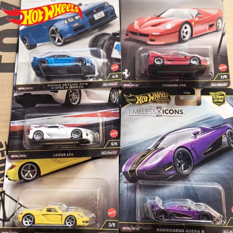 Nuovo Originale Hot Wheels 1/64 Cultura Auto Icone Timeless Ferrari F50 Porsche Carrera Gt Conversione del Telaio Auto Da Collezione Giocattoli