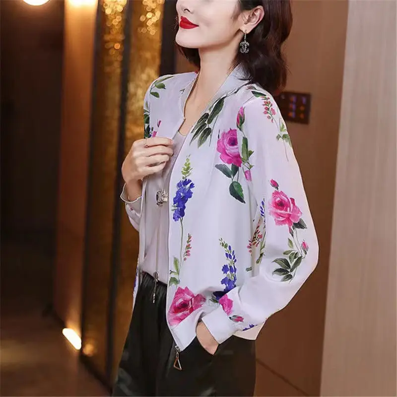 

Chiffon Long-sleeved Sunscreen Short Coat Women's Summer New Air-conditioned Shirts Casual Baseball Uniforms Jackets