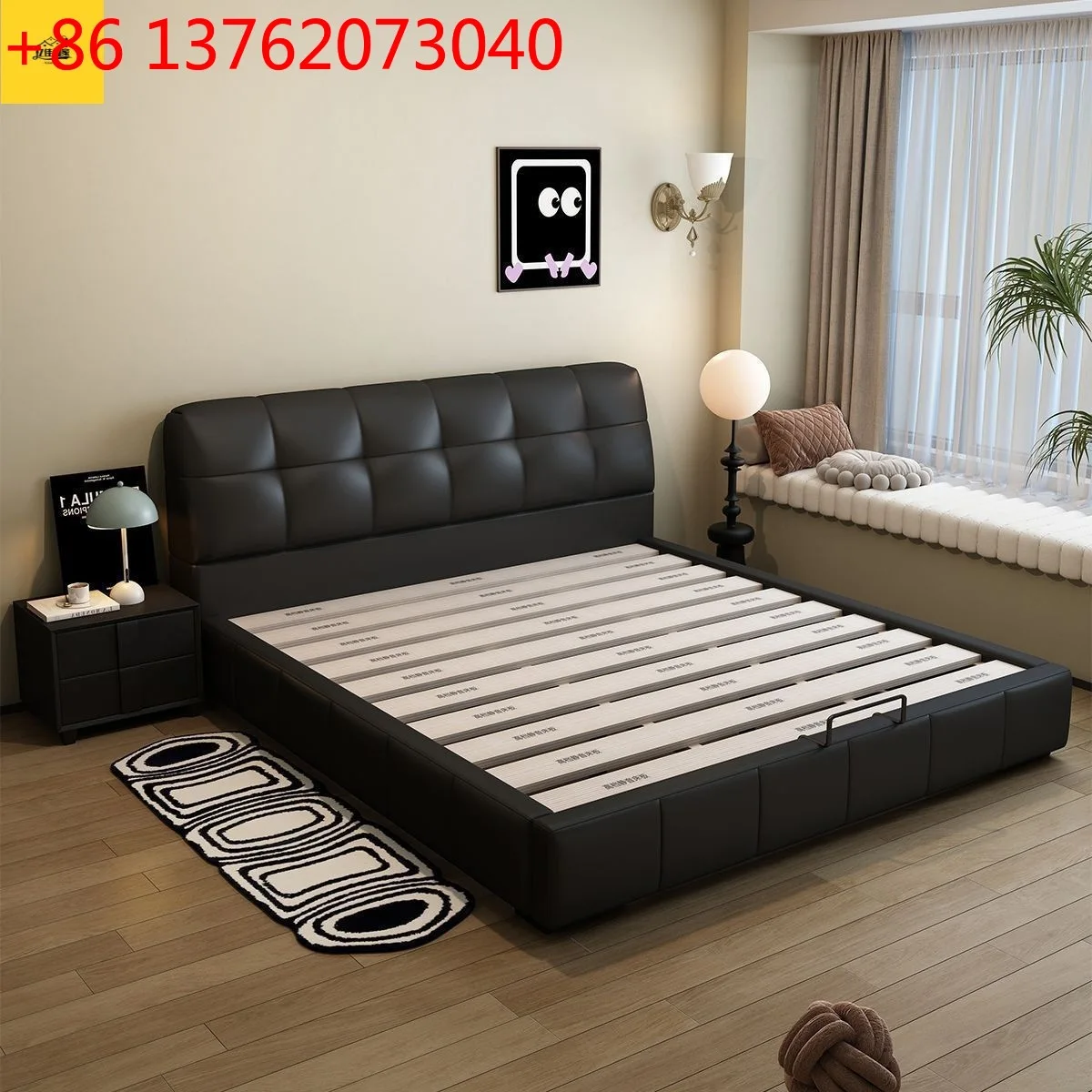 

Современная простая кожаная кровать для главной спальни, двуспальная кровать шириной 1,8 метра, светлая роскошная свадебная кровать